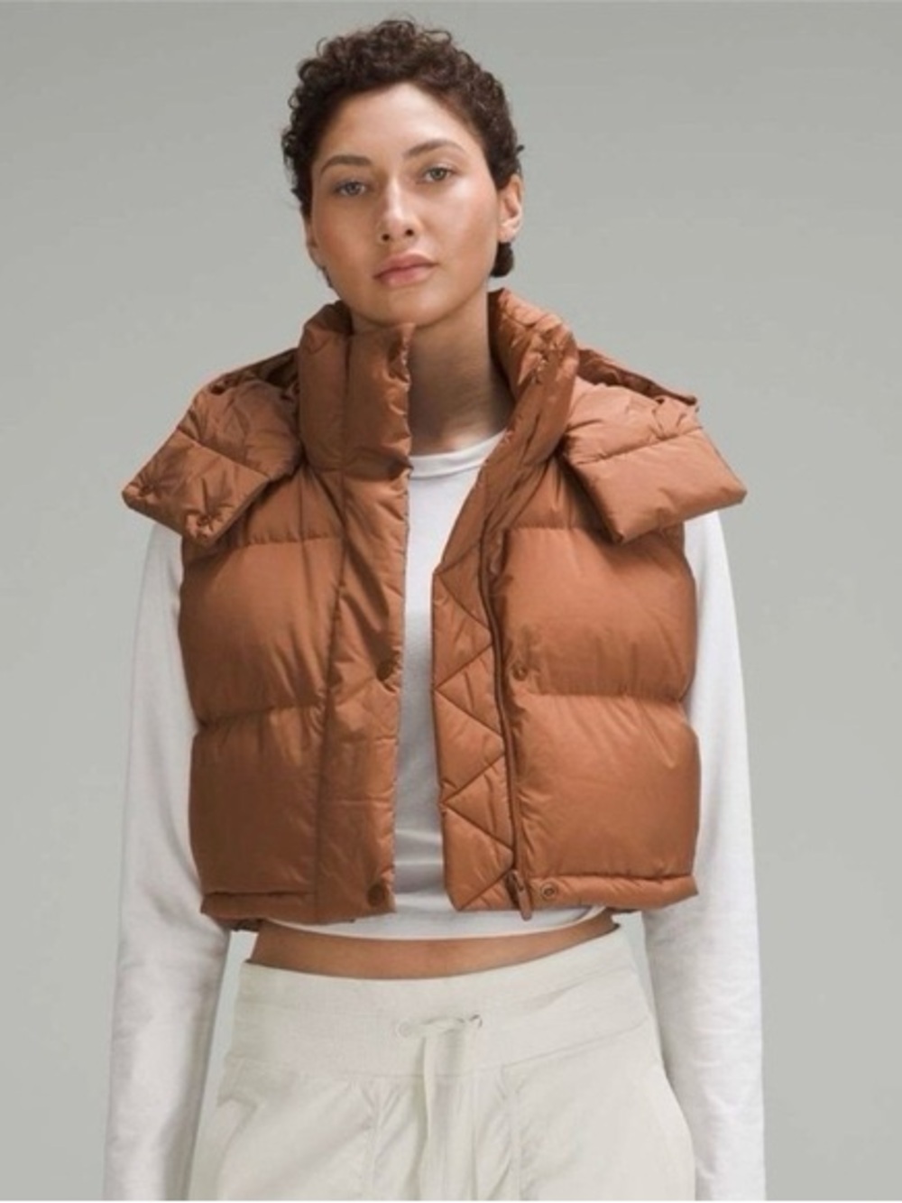 Lululemon Wunder Puff Super Cropped Vest in Roasted Brown
